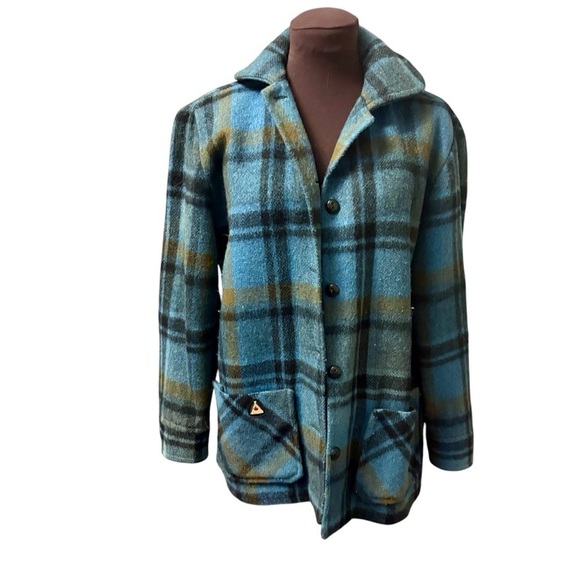 Vintage Canadian Camper Wool Mohair Blue Plaid Coat/Shacket, size Small Womens - Picture 7 of 11